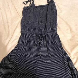 Navy and white stripped romper. Size: small